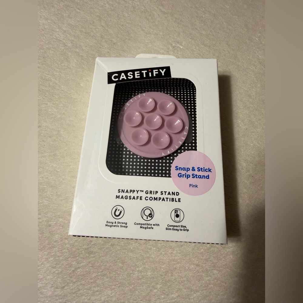 Casetify Snappy Snap and Stick Grip Stand MagSafe Compatible Pink